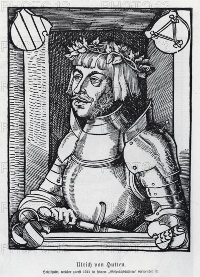 Ulrich von Hutten (1488-1522), woodcut, from Könnecke Bilderatlas zur Geschichte der Deutschen