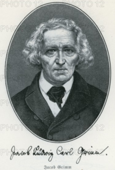 Jacob Grimm (1785, 1863) redrawn from a photograph, from Könnecke Bilderatlas zur Geschichte der