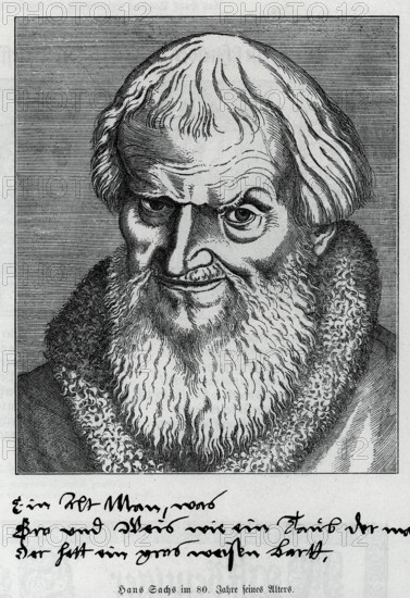 Hans Sachs at the age of 80 (1494-1576) from Könnecke Bilderatlas zur Geschichte der Deutschen