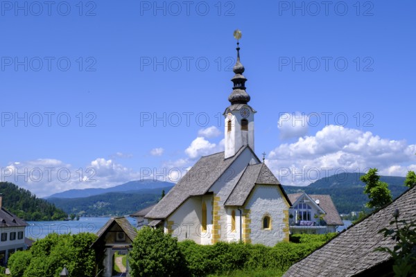 Rosenkranzkirche, pilgrimage church Maria Wörth, on Lake Lake Wörth, southern shore, Carinthia,