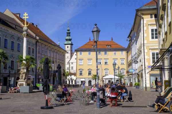 Trinity Column or Plague Column, Old Square, Old Town, Klagenfurt, Carinthia, Austria