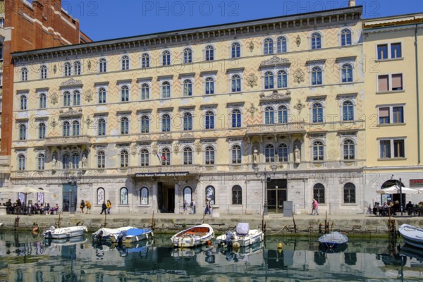Commercial and residential buildings on the Grand Canal, Borgo Teresiano, Trieste, Adriatic Sea,