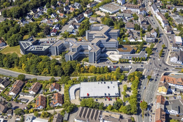 Aerial view, district house local administration, Lüdenscheid city, Lüdenscheid, Sauerland, North
