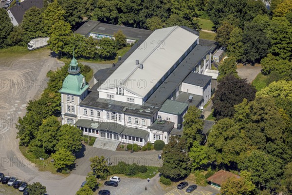Aerial view, Historic New Schützenhalle Lüdenscheid with tower, event location