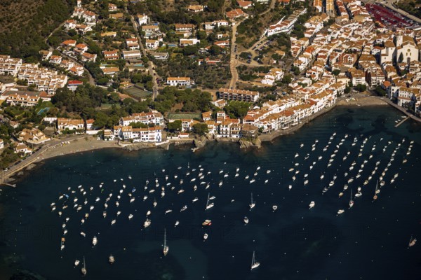 Bay of Cadaques, sailing boats, old town, Parc Natural Cap De Creus, Cadaqués, Costa Brava,