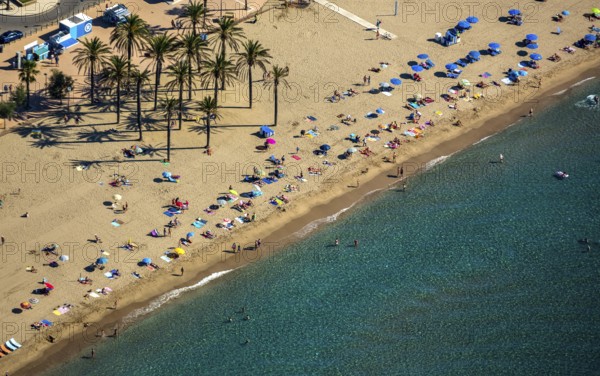 Roses on the Gulf of Roses, high-rise buildings on the beach, holiday resort, palm beach, beach,