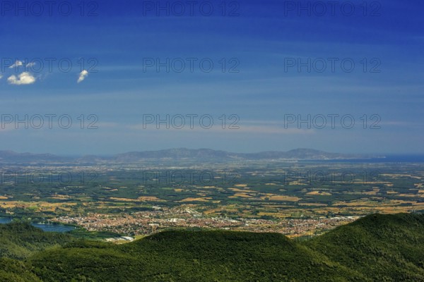 Banyoles, Costa Brava, Catalonia, Spain, Sant Miquel de Campmajor, Europe, aerial view, birds-eyes