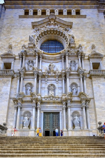 Staircase to the Cathedral of Santa Maria of Gerona, Catedral Santa Maria de Girona, Girona,