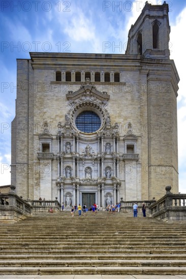 Staircase to the Cathedral of Santa Maria of Gerona, Catedral Santa Maria de Girona, Girona,