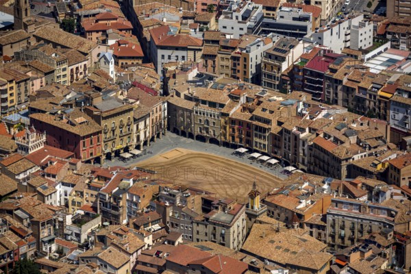 Old town, Placa Major, market place of Vic, Vic, Costa Brava, Catalonia, Spain, Europe, aerial