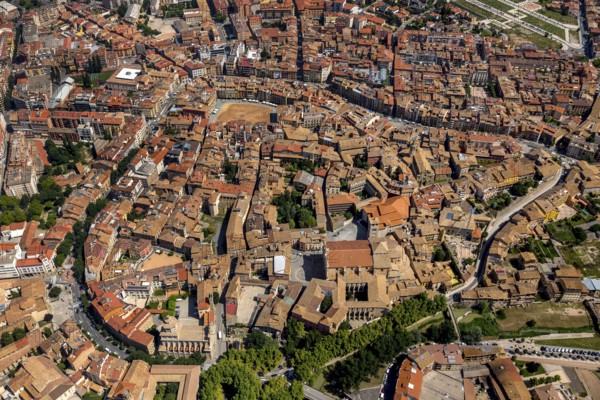 Old Town, Vic, Costa Brava, Catalonia, Spain, Europe, aerial view, birds-eyes view, aerial
