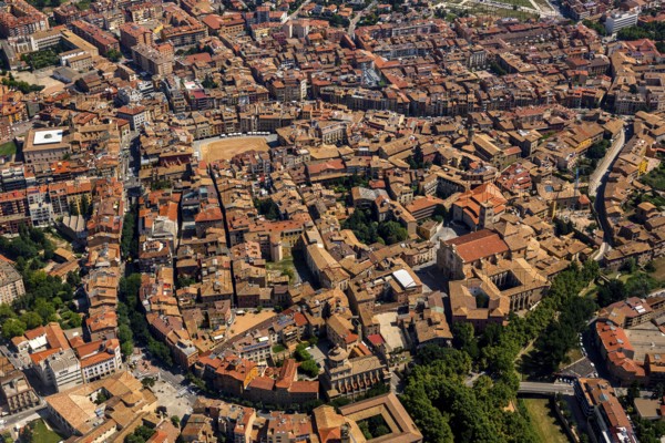 Old Town, Vic, Costa Brava, Catalonia, Spain, Europe, aerial view, birds-eyes view, aerial