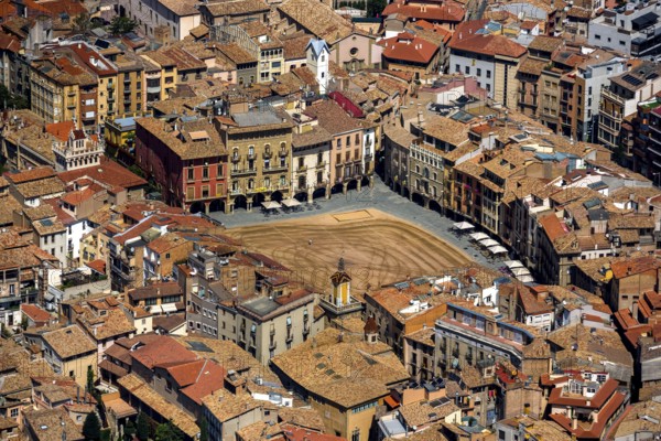 Old town, Placa Major, market place of Vic, Vic, Costa Brava, Catalonia, Spain, Europe, aerial