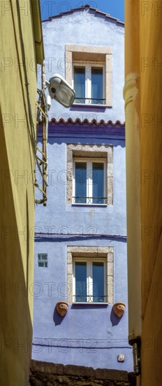 Sardinia, alley with house and row of windows, Bosa, Europe, Oristano province, Italy, old town,