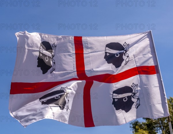 Sardinia, Sardinian flag, white flag with red cross and four Moorish heads, Bosa, Europe, province