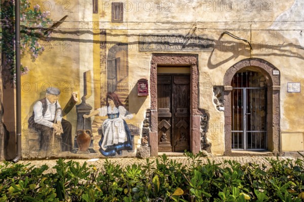 Sardinia, House with Murals, Sardinia landmark, Tinnura, Europe, Province of Oristano, Italy,