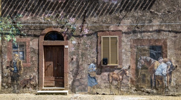 Sardinia, House with Murals, Sardinia Sightseeing, Tinnura, Europe, Province of Oristano, Italy,