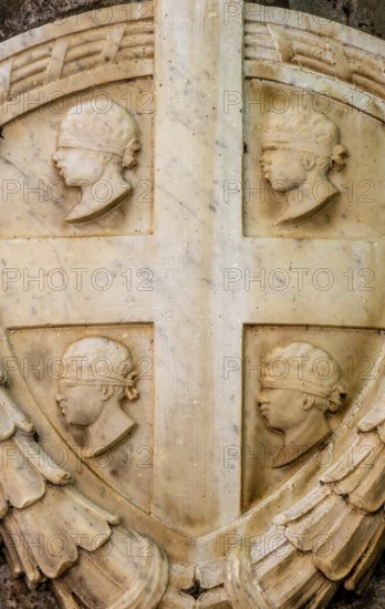 Sardinia, national flag in stone, Per iniziativa del Reduci, Santu Lussurgiu, Europe, Province of