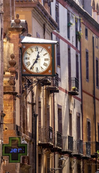 Sardinia, historical clock on a house wall, Bosa, Europe, Province of Oristano, Italy, old town,