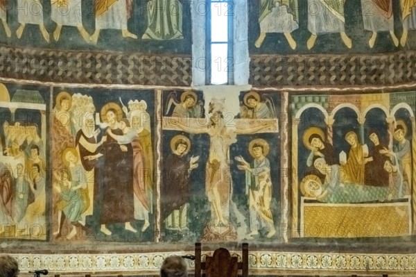 Sardinia, Santissima TrinitÃƒÂ di Saccargia, Romanesque church, fresco wall painting with Christian