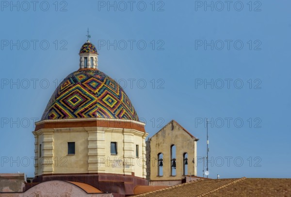 Sardinia, Church of Saint Michael, colourful bell tower, church bells, Alghero, Europe, Province of