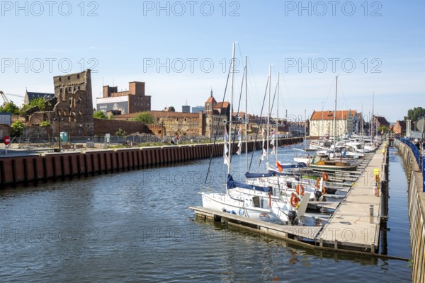 Harbour basin with crane gate, GdaÅsk, Gdansk, Baltic Sea coast, Baltic Sea, pomorskie, Pomeranian