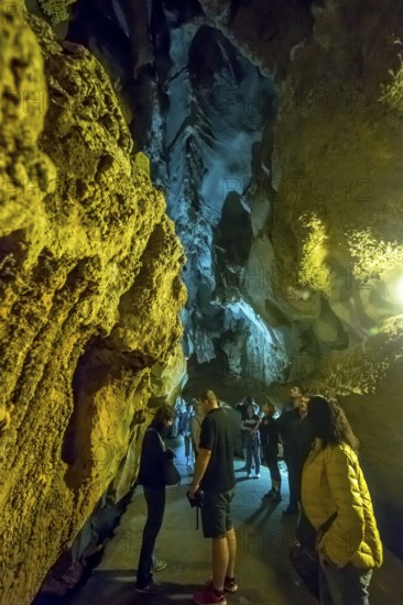 Tourists roam the caves, Caves of the Indians, Cueva del Indio, underground caves with a