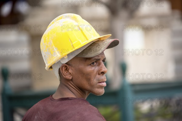 Portrait of a Cuban construction worker, La Habana, Cuba, Caribbean, Central America, Cuba, Europe,