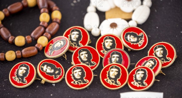 Red-black Ernesto Che Guevara stickers, La Habana, Cuba, Caribbean, Central America, Cuba, Europe,