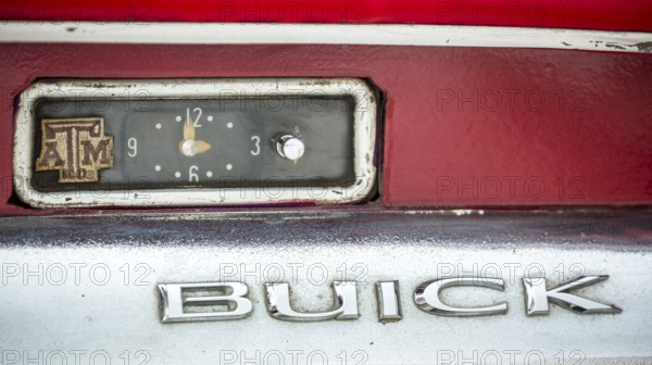 Dashboard of an old Buick road cruiser in Cuba with old car clock, La Habana, Cuba, Caribbean,