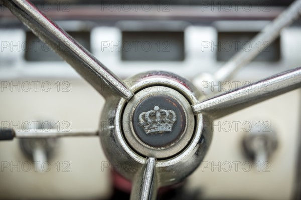 Rotten steering wheel of a Buick road cruiser, vintage car steering wheel, La Habana, Cuba,