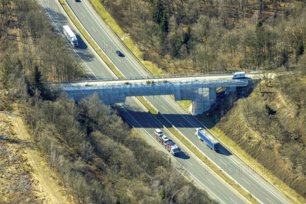 Aerial view, renovation of a bridge over the A4 motorway, Am Eichstrauch, Gerlingen, Wenden,