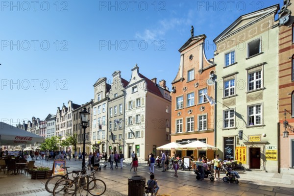 Long alley with gabled houses, GdaÅsk, Gdansk, Baltic Sea coast, Baltic Sea, pomorskie, Pomeranian