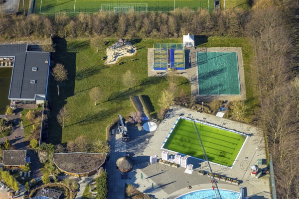 Aerial view, Aqua Spa and Aqua Fun Soest adventure pool, Soest, Soester Börde, North