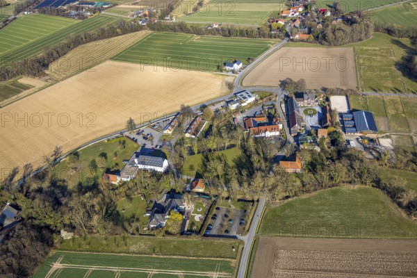Aerial photography, services for construction and agriculture Dringenberg GmbH farm, round garden,