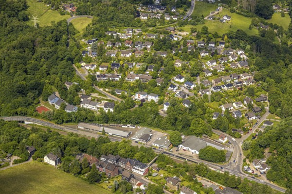 Aerial view, residential area Hellerkamp, Langenberg, Velbert, Ruhr area, North Rhine-Westphalia,