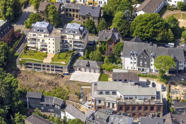 Aerial view, residential area and construction site Benderstraße corner Wiemerstraße, Oberbonsfeld,