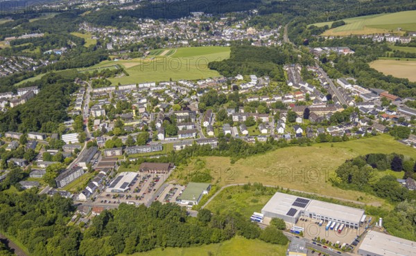 Aerial view, residential area Dichtersiedlung around Goethestraße and Schillerstraße, TransLog West