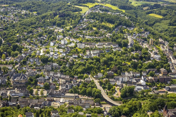 Aerial view, city view Eckeshagen with tunnel Velbert-Langenberg at Dr.-Hans-Karl-Glinz-Straße