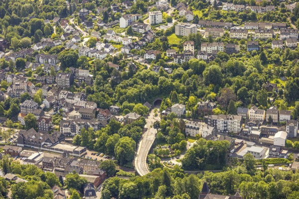 Aerial view, city view Eckeshagen with tunnel Velbert-Langenberg at Dr.-Hans-Karl-Glinz-Straße