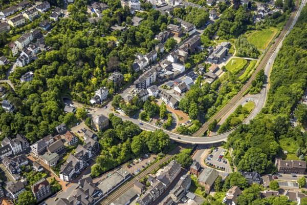 Aerial view, city view Eckeshagen with tunnel Velbert-Langenberg at Dr.-Hans-Karl-Glinz-Straße