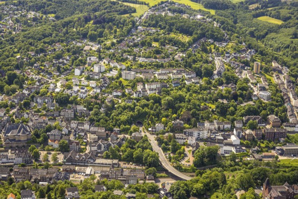 Aerial view, city view Eckeshagen with tunnel Velbert-Langenberg at Dr.-Hans-Karl-Glinz-Straße