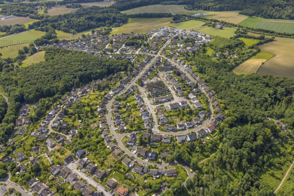 Aerial view, residential area housing estate Homberg between Krumbeckstraße and Hügelstraße, above