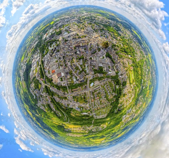 Residential area local view Velbert-Mitte, VelbertMitteErdkugel, fisheye shot, fisheye shot, 360