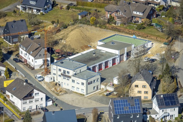 Aerial photo, fire station volunteer fire brigade Gerlingen, Gerlingen, Wenden, Sauerland, North