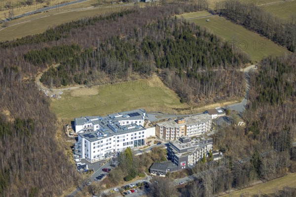 Aerial view, St. Josefsheim retirement home, Caritas centre new building construction site, Wenden,