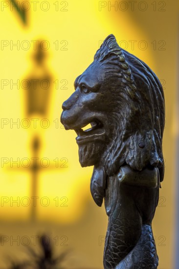 Sculpture in the shape of a lion in the Plazuela del Cristo square, Trinidad, Cuba, Sancti