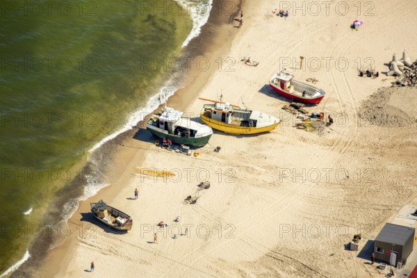 Sarbinowo, fishing, fishing boats lying on the beach, ships, Baltic Sea coast, Województwo
