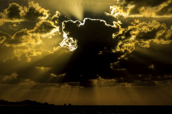 Cumulus clouds during sunset on the beach of Varadero, Varadero, Cuba, Matanzas, Cuba, Central