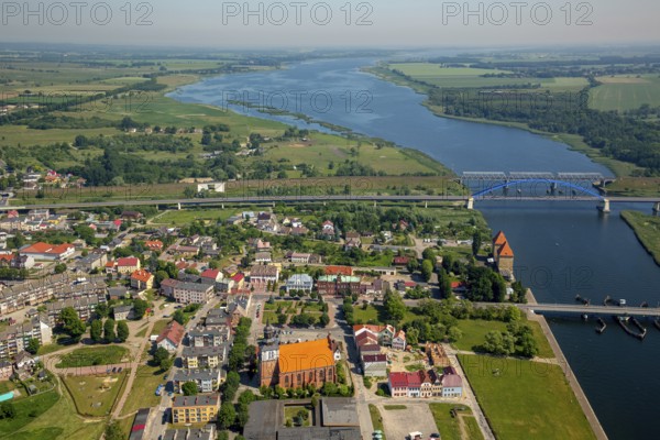 Wolin, Nikolai Church, bridge over the Dziwna, city centre, Baltic Sea coast, Województwo